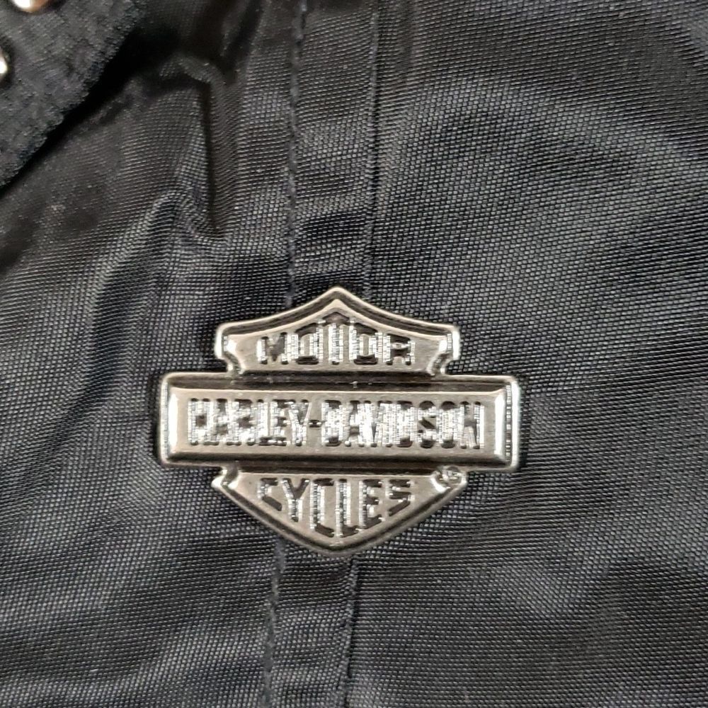Harley-Davidson Black Winter Coat Nylon Faux Fur Motorcycle Jacket Red Lining‎ M - Picture 8 of 12